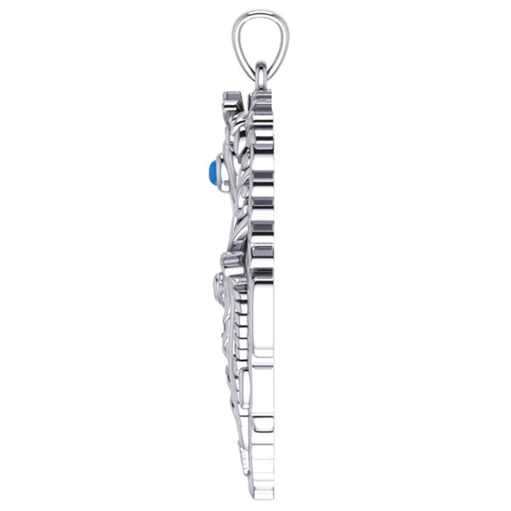 Large Seahorse Silver Pendant with Small Celtic Seahorse inside TPD6121