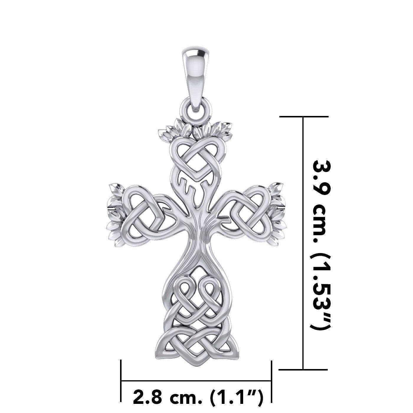 Celtic Tree of Life Cross Silver Pendant TPD6122