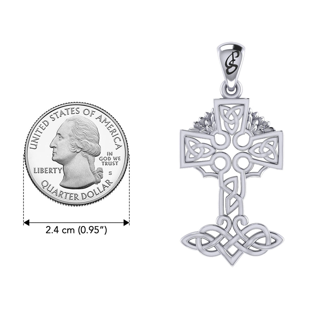 Celtic Tree of Life Irish Cross Sterling Silver Pendant TPD6123