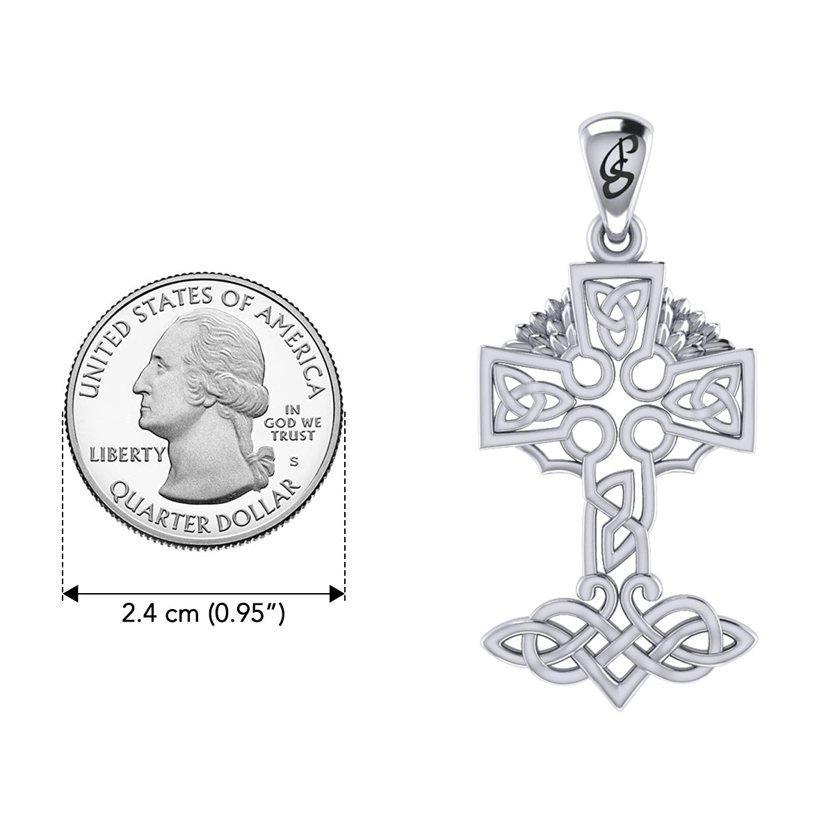Celtic Tree of Life Irish Cross Sterling Silver Pendant TPD6123