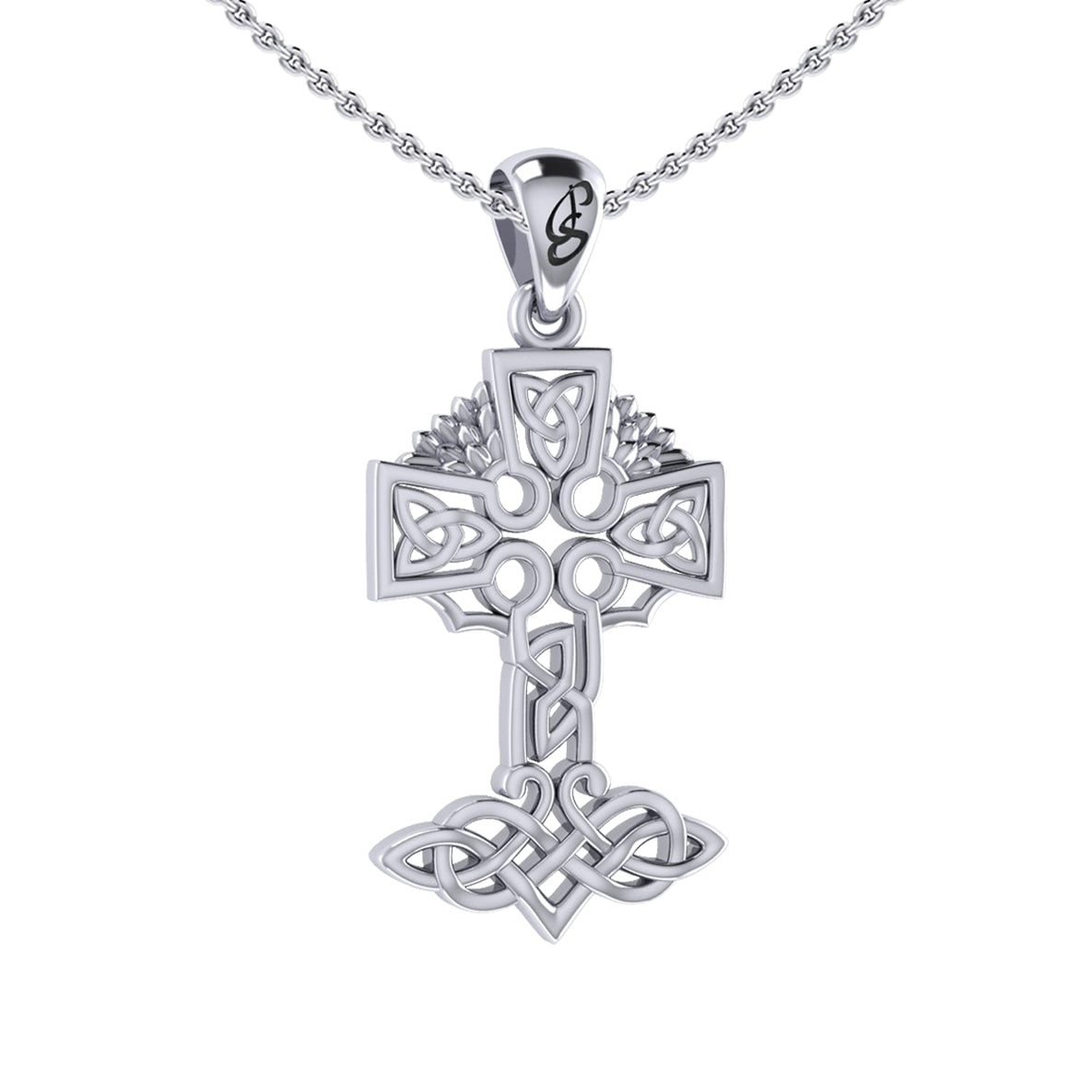 Celtic Tree of Life Irish Cross Sterling Silver Pendant TPD6123