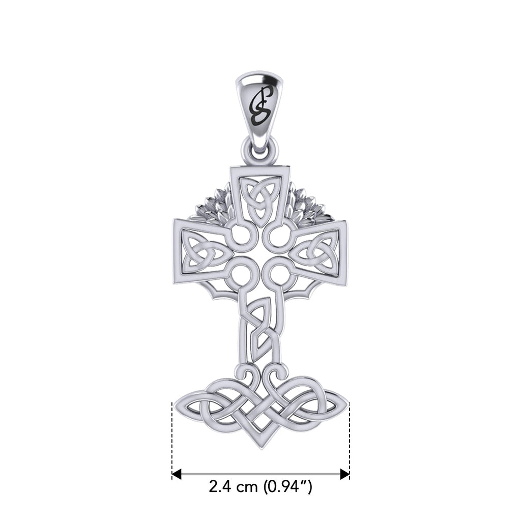 Celtic Tree of Life Irish Cross Sterling Silver Pendant TPD6123