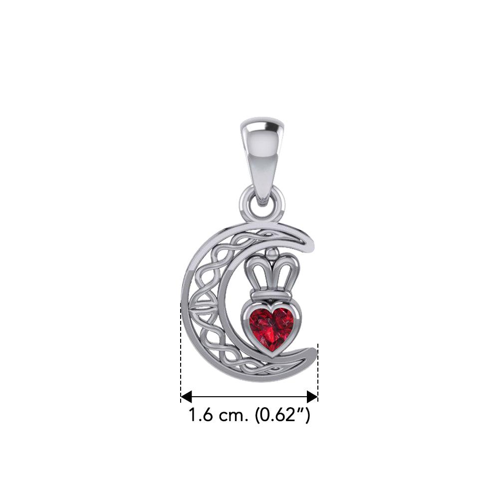 Peter Stone Celtic Crescent Moon Sterling Silver Pendant with  Genuine Gemstone Claddagh Design TPD6193