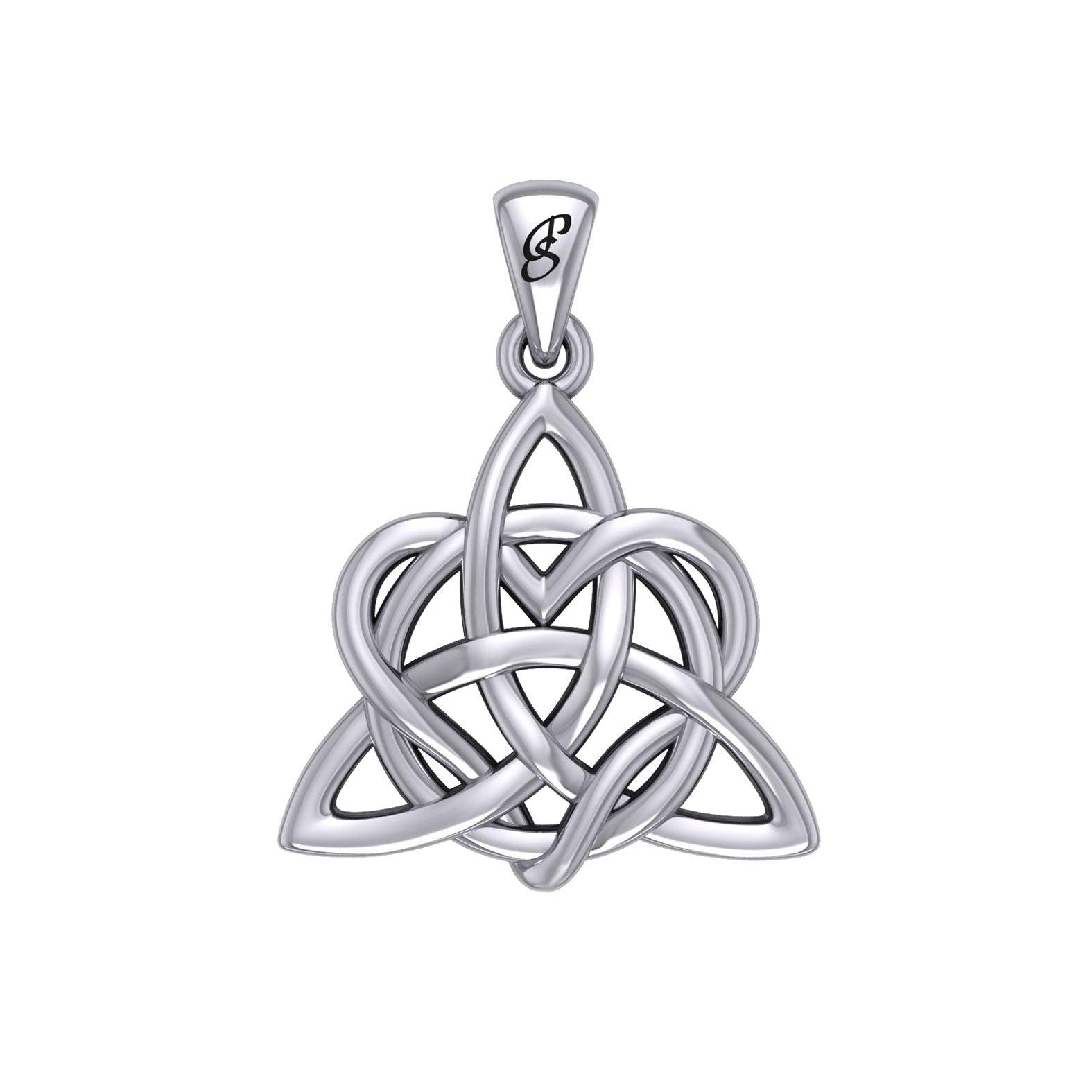 Elegance: Enchanted Magic Celtic Triquetra Heart Sterling Silver Pendant - TPD6195
