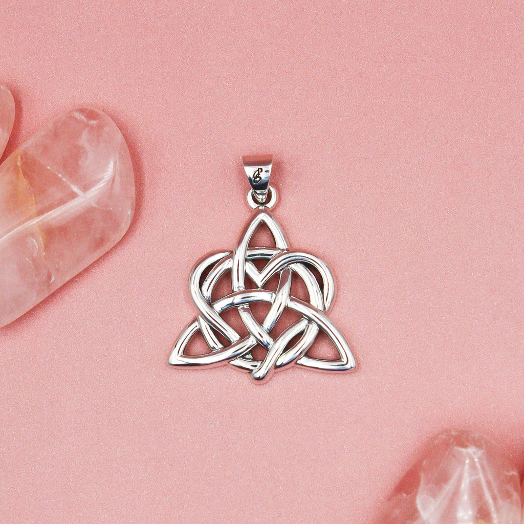 Elegance: Enchanted Magic Celtic Triquetra Heart Sterling Silver Pendant - TPD6195