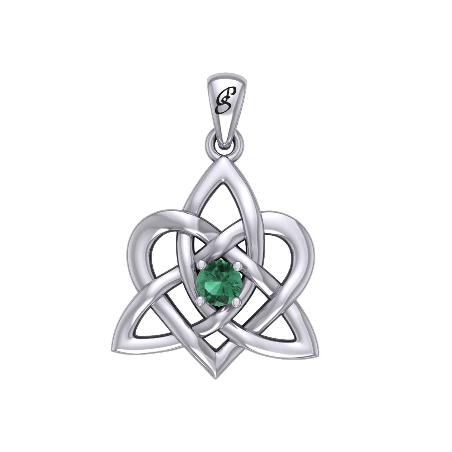 Peter Stone Jewelry: Sterling Silver Triquetra Celtic Heart Pendant with Gemstone – A Meaningful and Elegant Symbolic Necklace for Timeless Beauty TPD6207