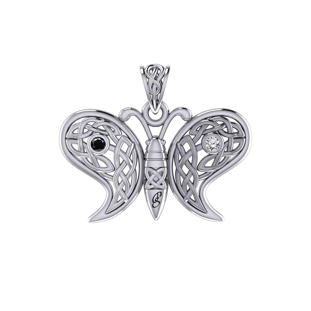 Sterling Silver Spiritual Harmony Celtic Yin Yang Gemstone butterfly Pendant by Peter Stone Jewelry TPD6208