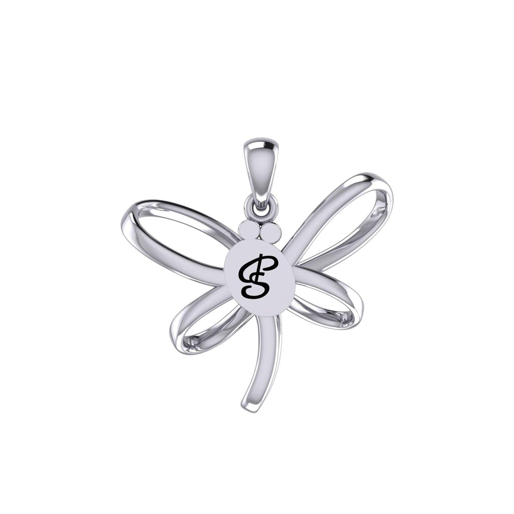 Serenity Soars: Eternal Dragonfly Sterling Silver Pendant with Oval Gemstone Connection by Peter Stone Jewelry - Inspiring Your Journey to Success TPD6212