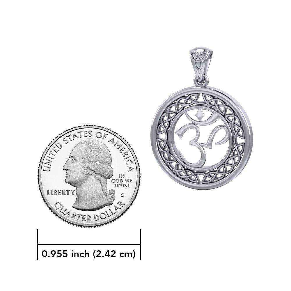 Om with Celtic Border Sterling Silver Pendant TPD6276