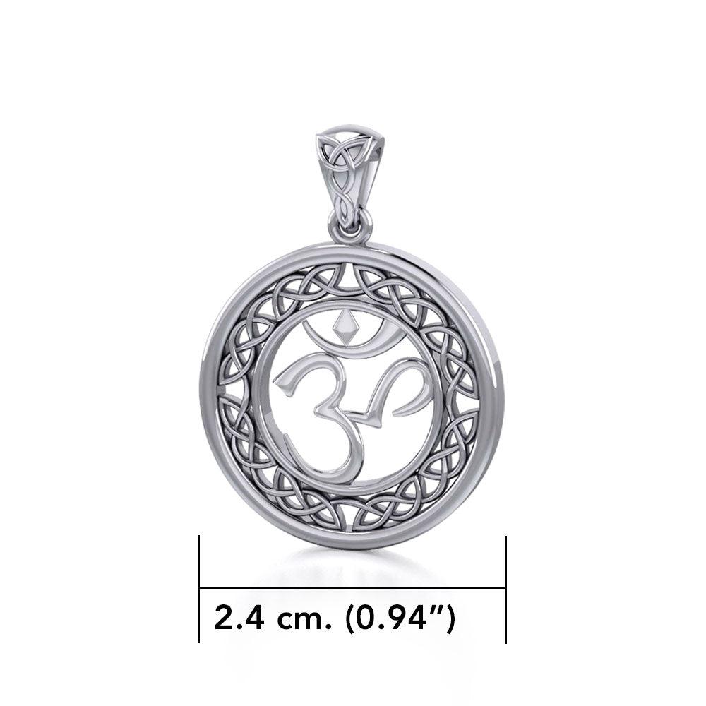 Om with Celtic Border Sterling Silver Pendant TPD6276