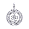 The Trishul Om Swastik Symbols Silver Pendant with Celtic Border TPD7001