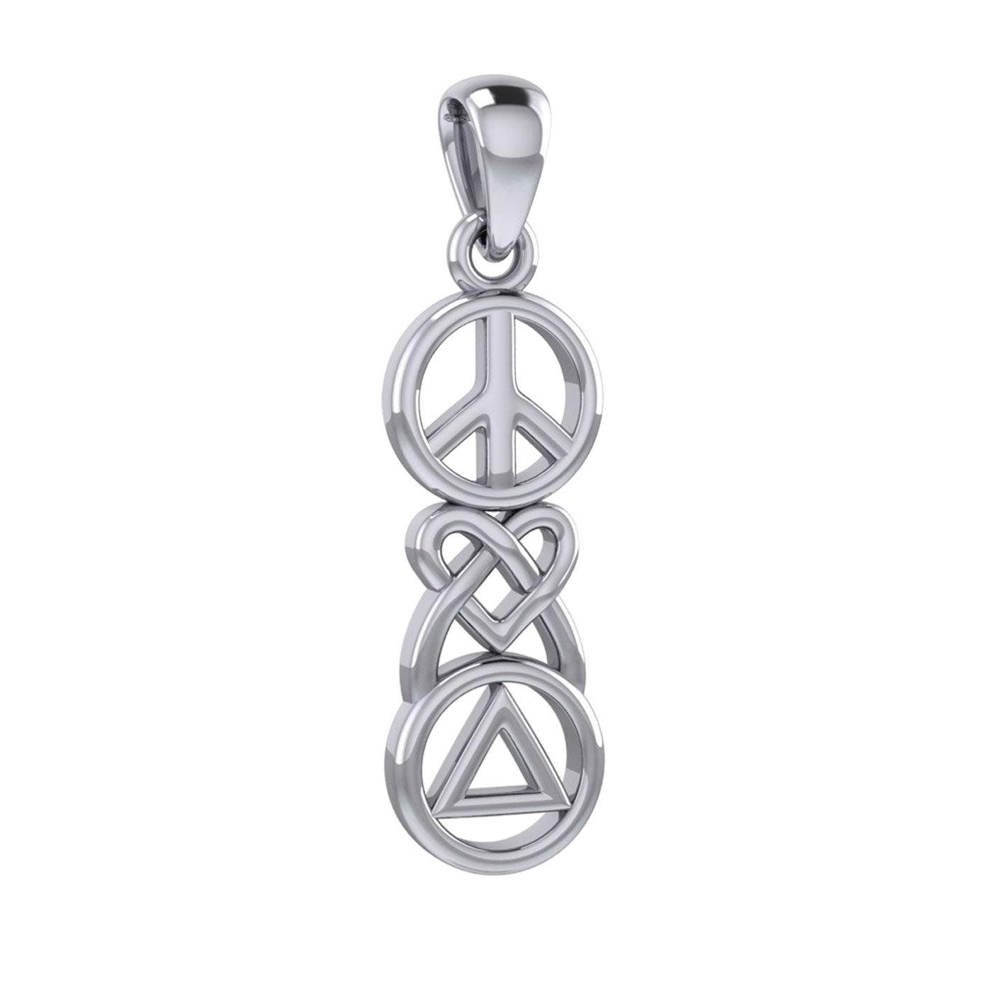 Peace Celtic Heart And Recovery Sterling Silver Pendant Necklace Inspirational Jewelry TPD7009