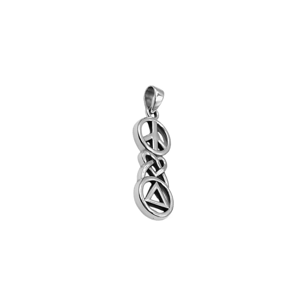 Peace Celtic Heart And Recovery Sterling Silver Pendant Necklace Inspirational Jewelry TPD7009