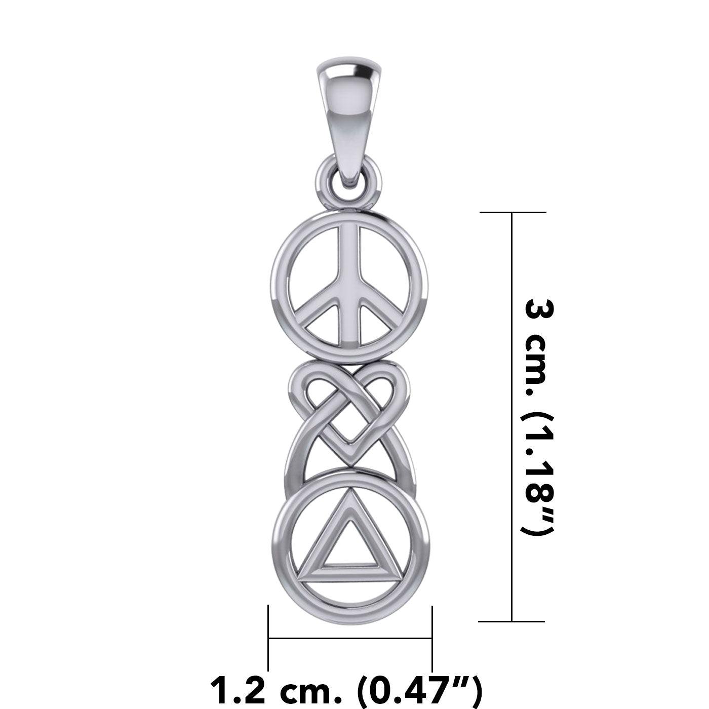 Peace Celtic Heart And Recovery Sterling Silver Pendant Necklace Inspirational Jewelry TPD7009