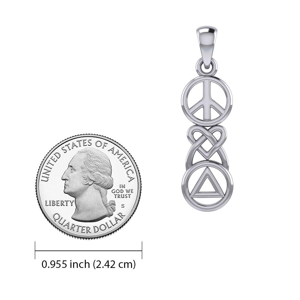 Peace Celtic Heart And Recovery Sterling Silver Pendant Necklace Inspirational Jewelry TPD7009