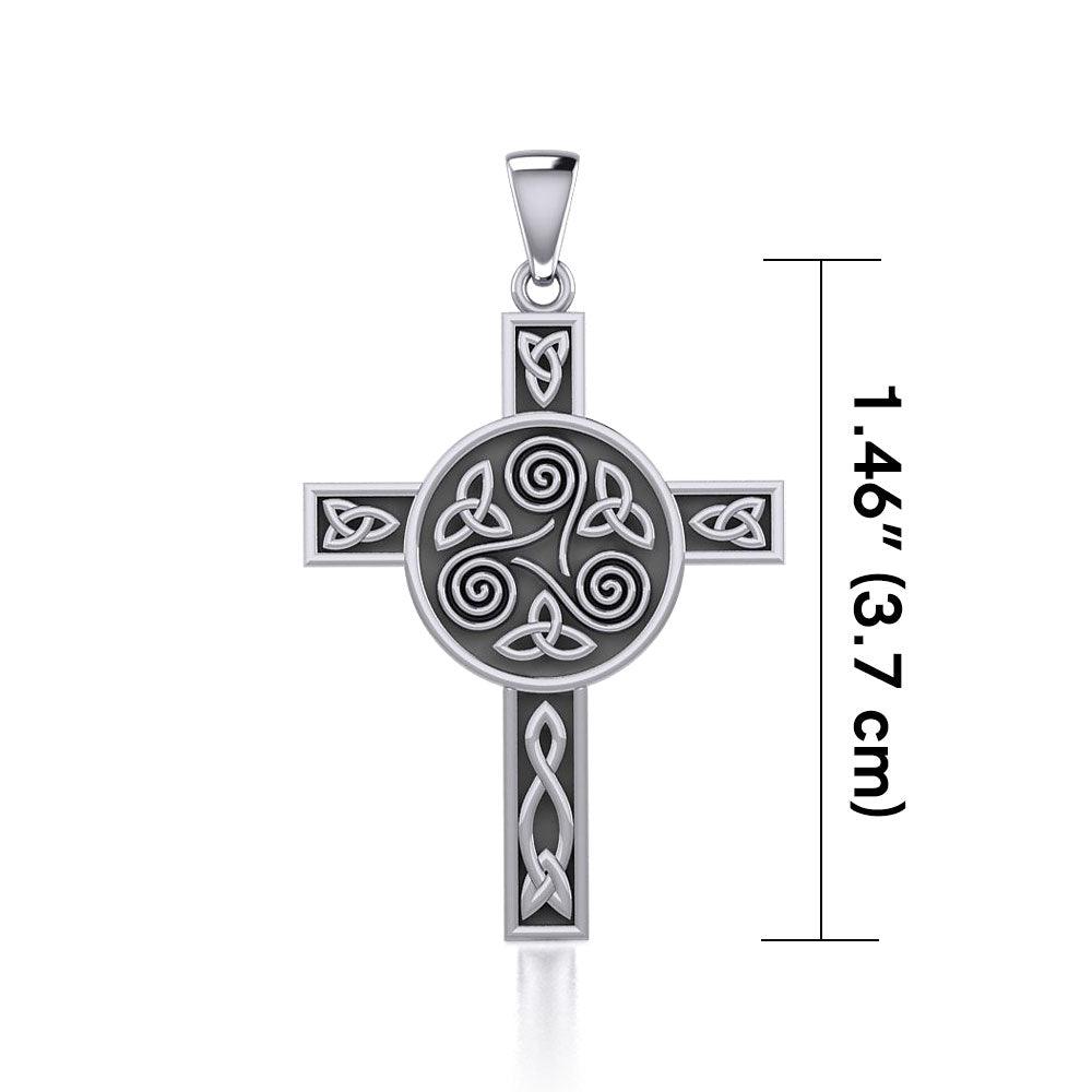 Celtic Knotwork Triskele Cross Sterling Silver Pendant TPD705