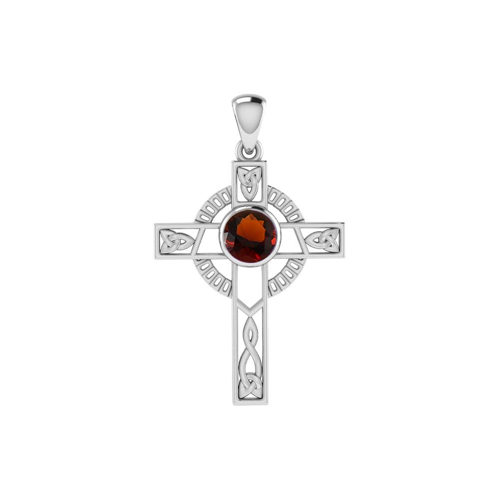 Celtic Knotwork Cross Sterling Silver with Gem Pendant TPD721