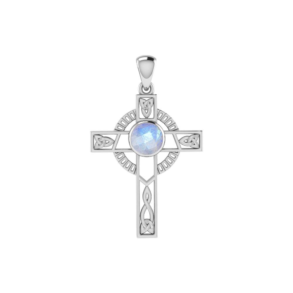 Celtic Knotwork Cross Sterling Silver with Gem Pendant TPD721