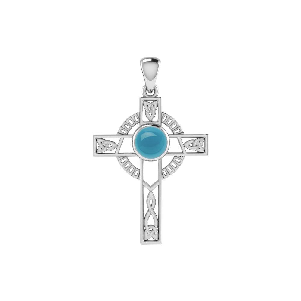 Celtic Knotwork Cross Sterling Silver with Gem Pendant TPD721