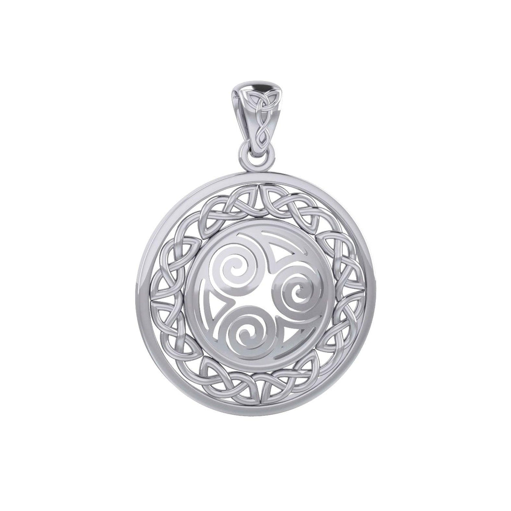 Celtic Knot Triskelion Spiral Sterling Silver Pendant TPD727