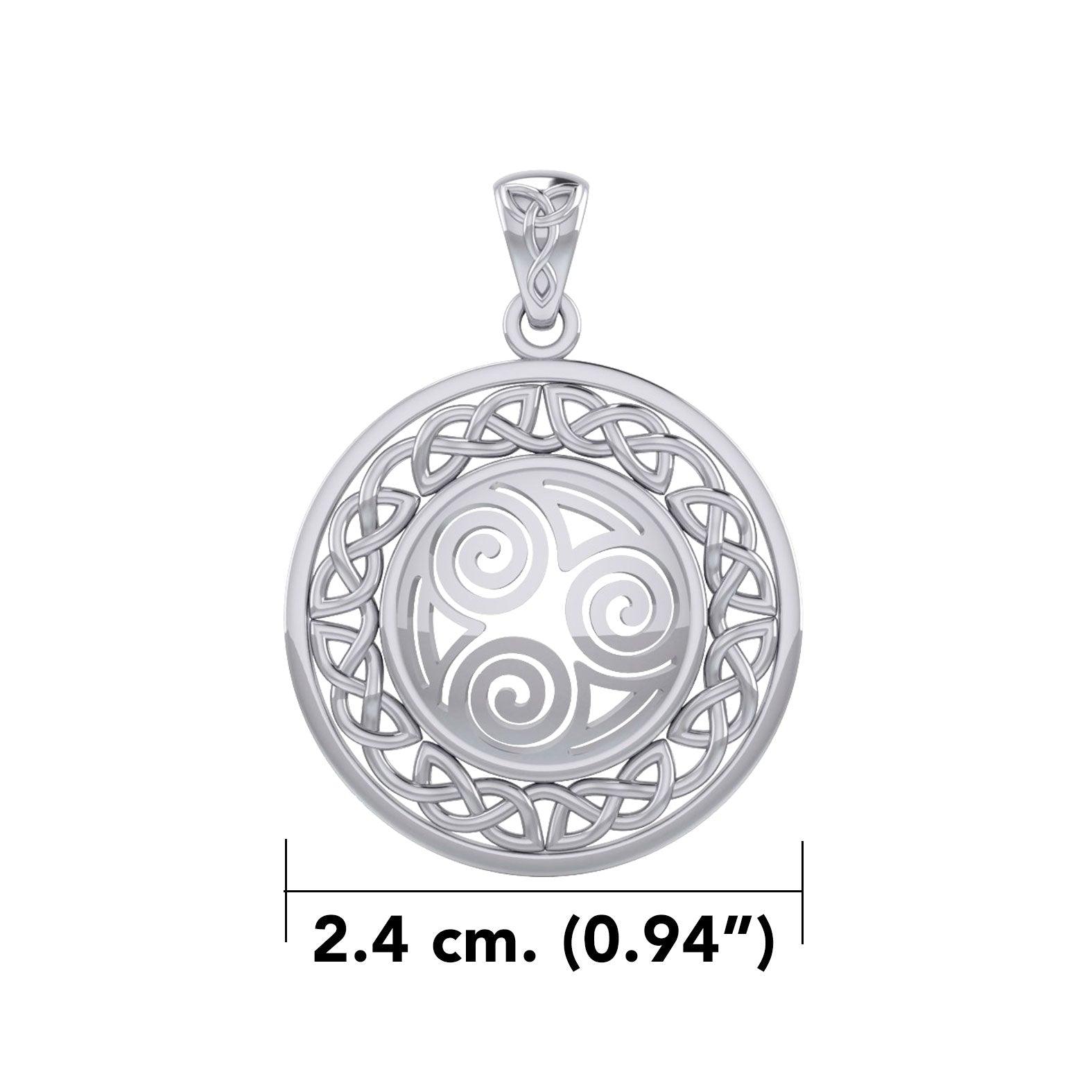 Celtic Knot Triskelion Spiral Sterling Silver Pendant TPD727