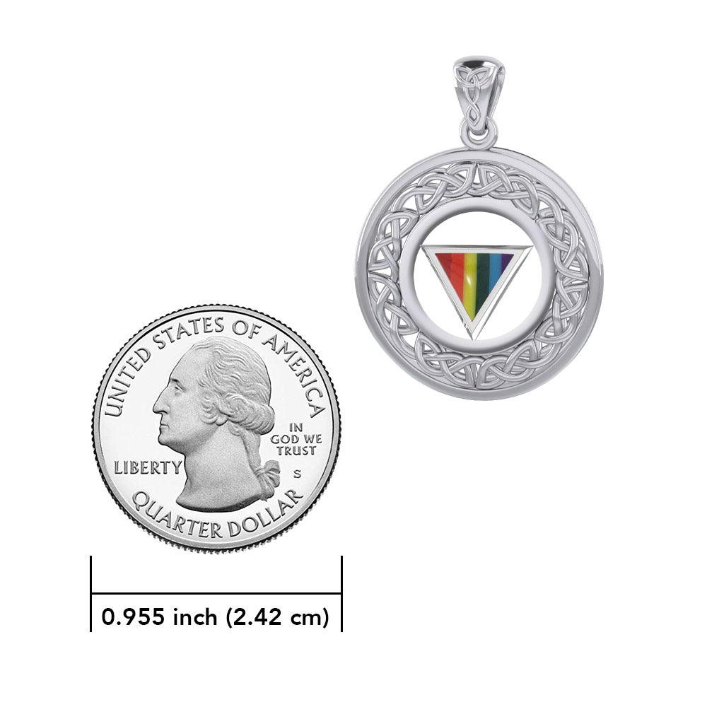 Celtic Knot Sterling Silver LGBTQ Pride Rainbow Pendant TPD729