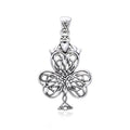 Celtic Knotwork Shamrock & Irish Claddagh Sterling Silver Pendant TPD957