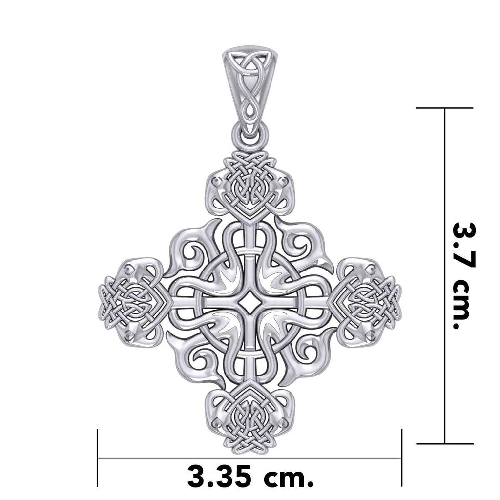 Modern Celtic Knotwork Cross Silver Pendant TPD984