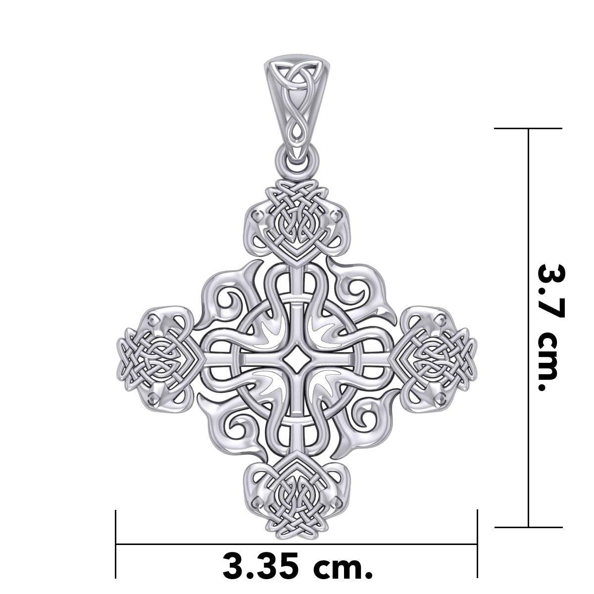 Modern Celtic Knotwork Cross Silver Pendant TPD984