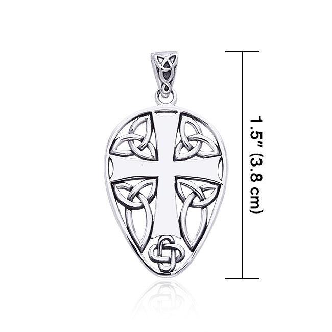 Celtic Knotwork Cross Shield Sterling Silver Pendant by Courtney Davis TPD990