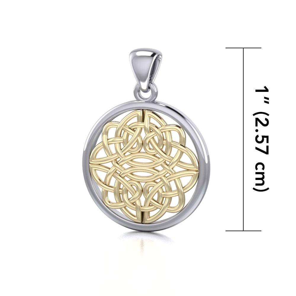 Celtic Knotwork Pendant In Sterling Silver With 14K Gold Accent For Everyday Elegance TPV153