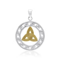 Celtic Trinity Knotwork Silver and 14k Gold Accent Pendant TPV3388