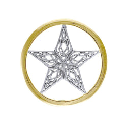 A Timeless Magick in Celtic Knotwork ~ A Five-Pointed Star in 14K Gold Accent Pendant TPV3459 | Pendant | Wiccan Center