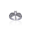 Dragonfly with Circles Sterling Silver Ring TR1326