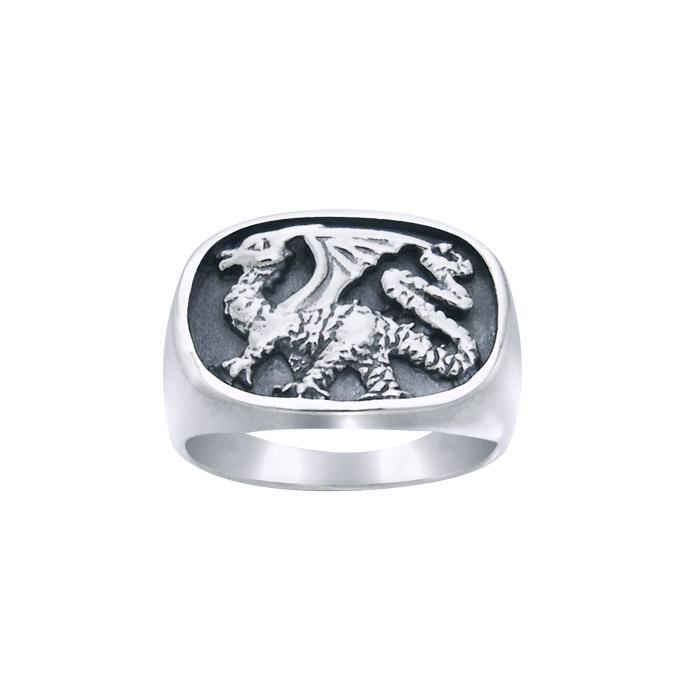 Dragon Signet Sterling Silver Ring TR1399