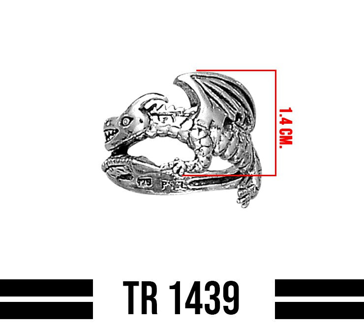 Coiled Fantasy Dragon Sterling Silver Ring TR1439