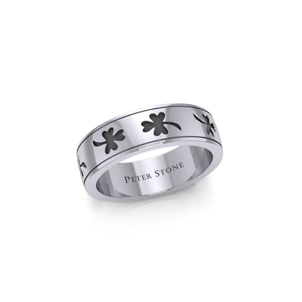 Celtic Shamrock Sterling Silver Band Ring TR1442
