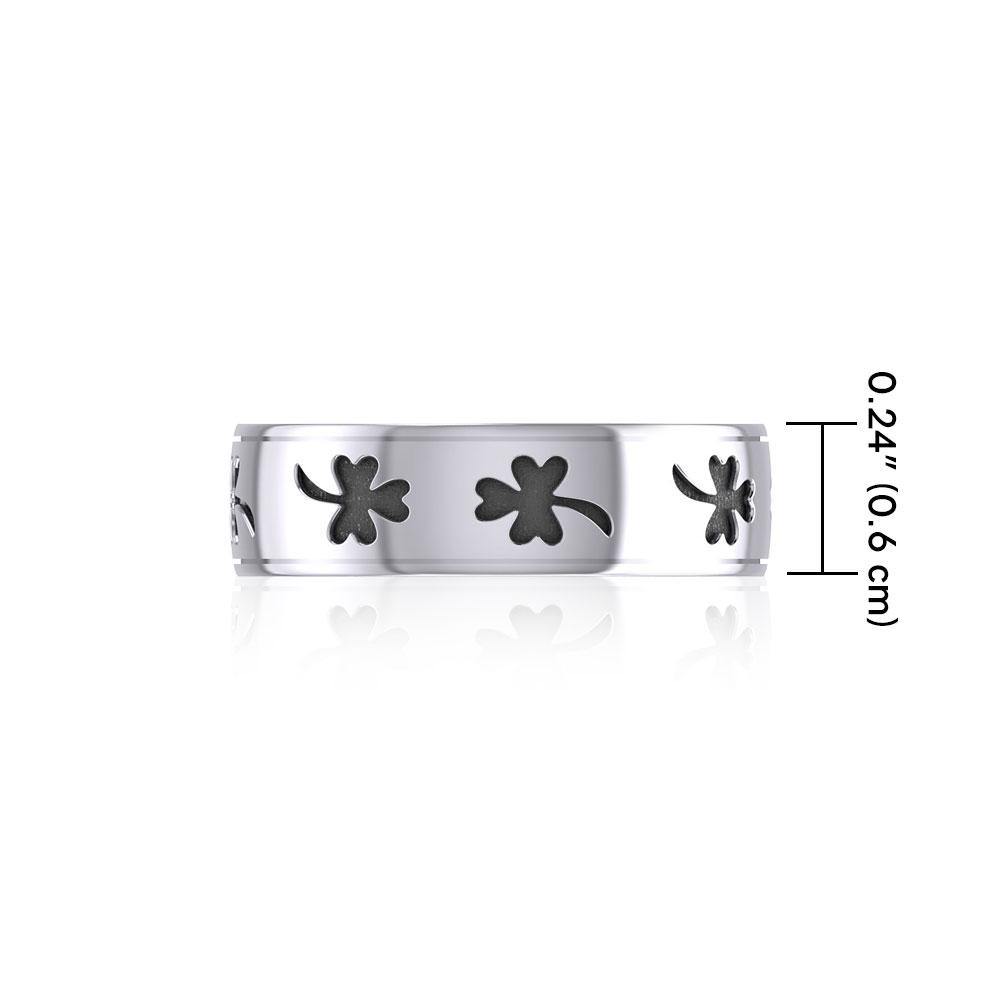 Celtic Shamrock Sterling Silver Band Ring TR1442