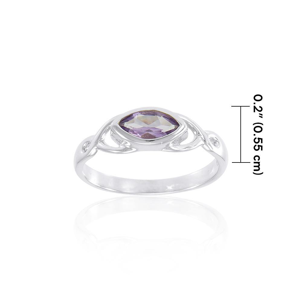 Celtic Knotwork Silver Ring with Gem TR1623