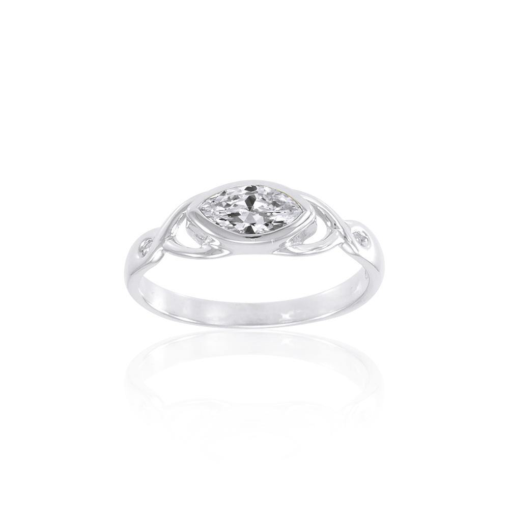 Celtic Knotwork Silver Ring with Gem TR1623