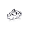 Irish Claddagh & Celtic Knotwork Sterling Silver Ring TR1743