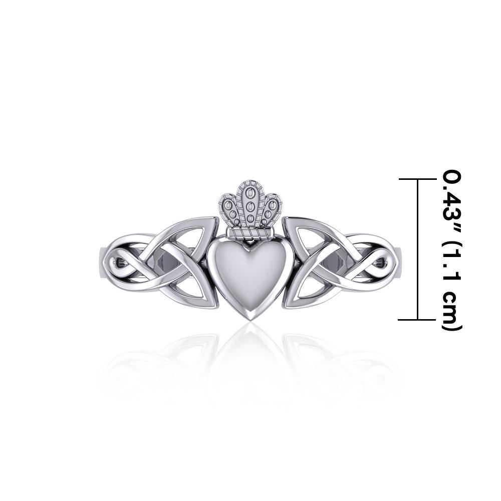 Irish Claddagh & Celtic Knotwork Sterling Silver Ring TR1743
