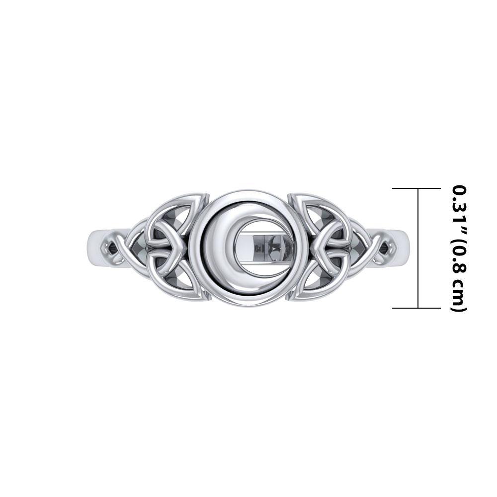 Celtic Crescent Moon Sterling Silver Ring TR1746