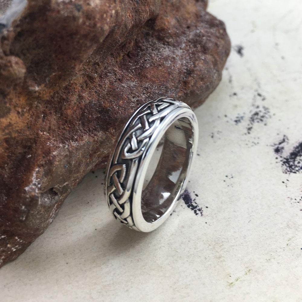 Celtic Knotwork Sterling Silver Spinner Ring TR1757