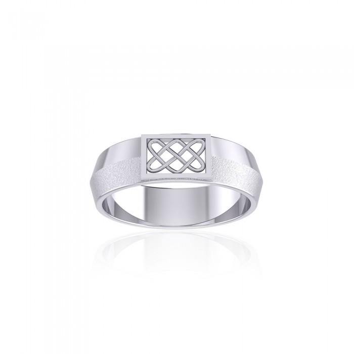 Beauty in geometry ~ Sterling Silver & Sand Brush Celtic Knot Ring TR1804