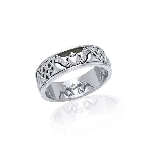 A love to last a lifetime Celtic Knotwork Claddagh Sterling Silver Ring TR3355 | Ring | Wiccan Center