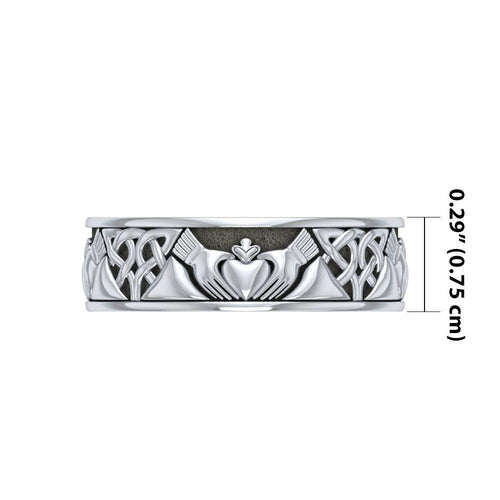 A love to last a lifetime Celtic Knotwork Claddagh Sterling Silver Ring TR3355 | Ring | Wiccan Center