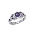 Celtic Knotwork Sterling Silver Ring and Gem TR3576