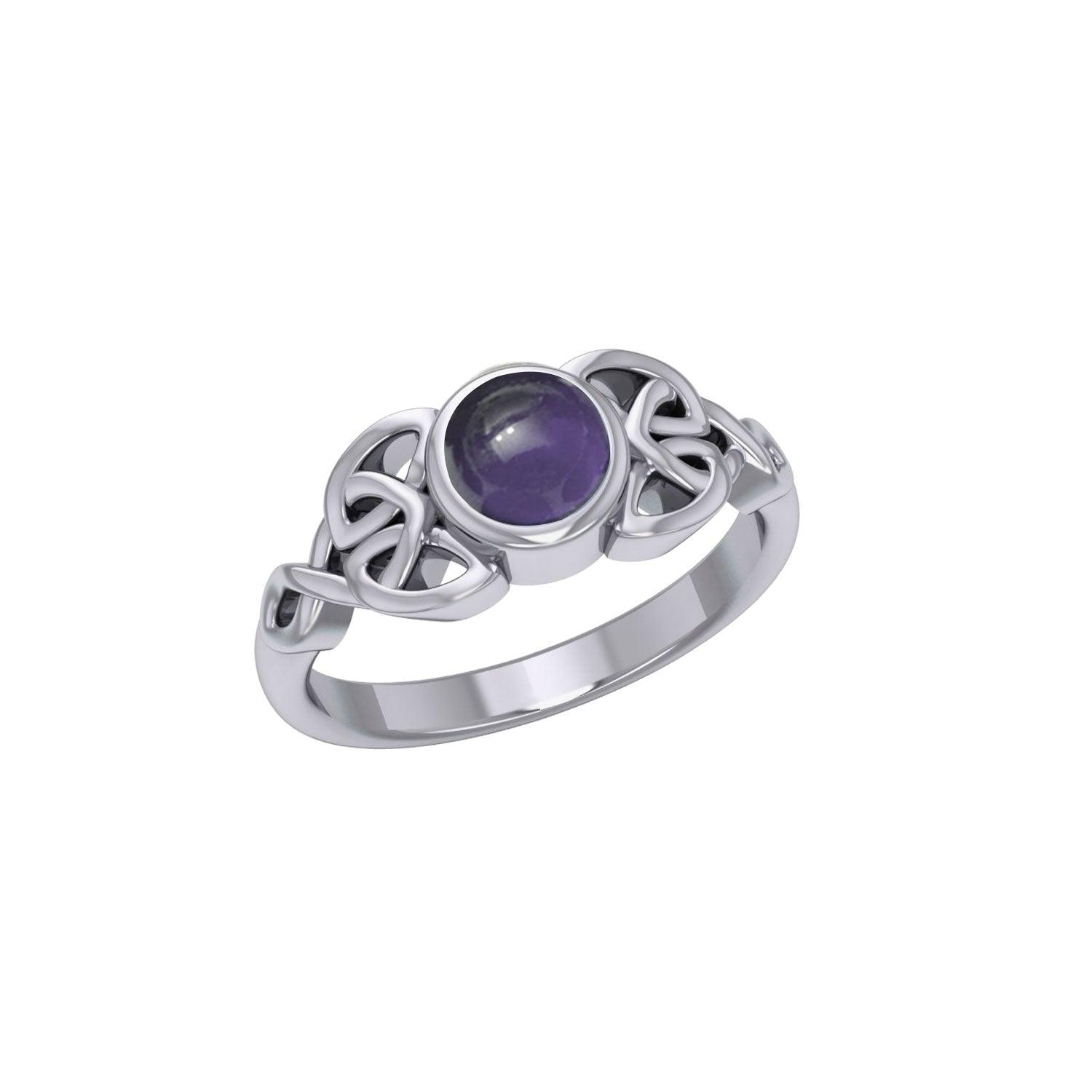 Celtic Knotwork Sterling Silver Ring and Gem TR3576