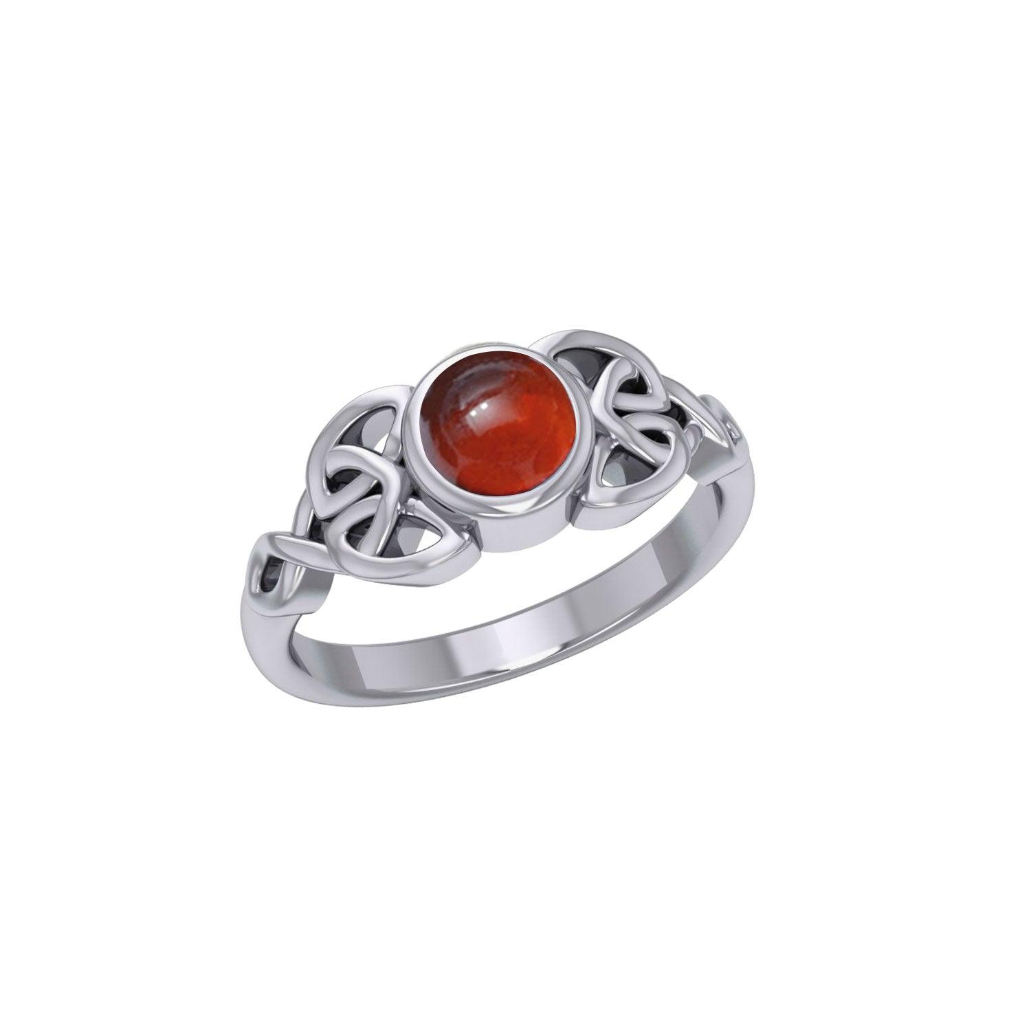 Celtic Knotwork Sterling Silver Ring and Gem TR3576